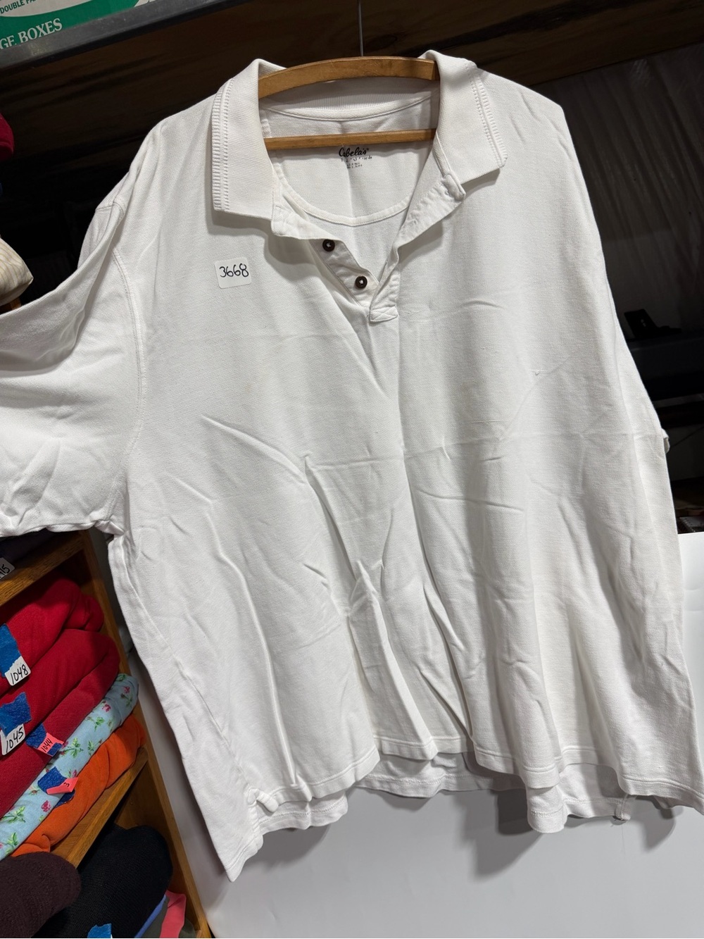 #3668-Cabela's White Polo-Style Knit Top